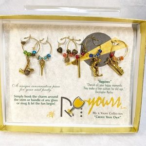 Tee Time Golf Wine Charms Markers My N Yours Collection 6 Brass Charms